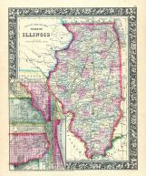 Illinois, Chicago, World Atlas 1864 Mitchells New General Atlas
